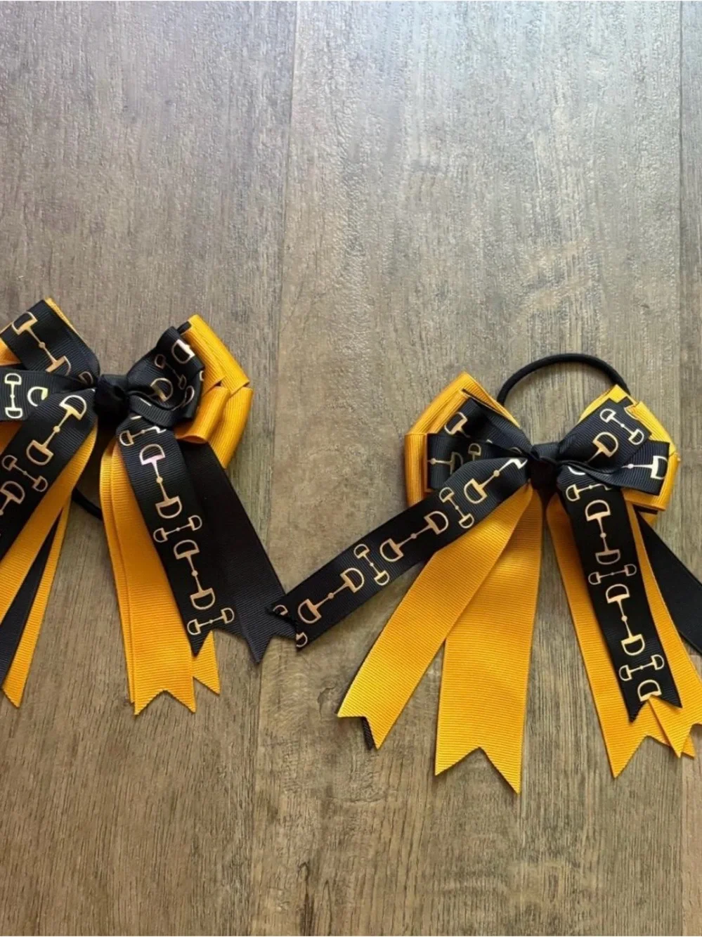 Yellow and Black Equestrian Ribbon Hair Bows
